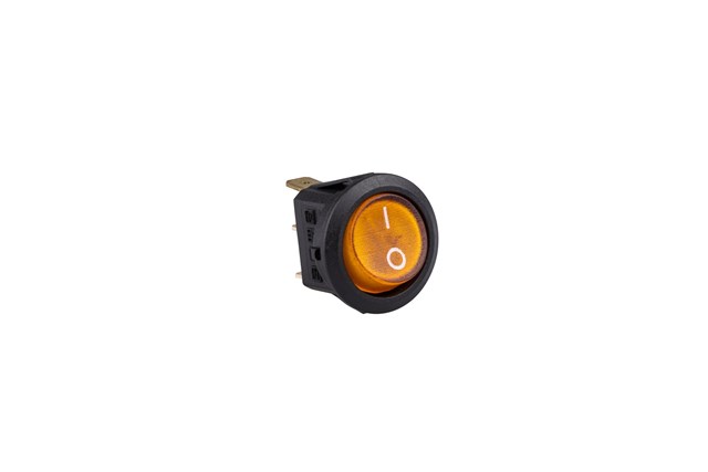 20mm Black Body 1NO with Illumination with Terminal (0-I) Marked Yellow A71 Series Rocker Switch